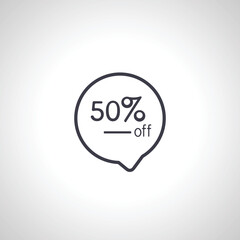 Up to 50% off sale promotion icon. discounts icon