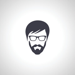 bearded man in glasses icon. Fashion silhouette hipster style