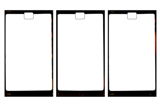 Different retro photo movie film strip with sprocket with markings vintage filmstrip on transparent background with minimal light leak, for social media in story format - Powered by Adobe
