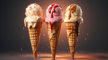 A variety of delicious ice cream flavors