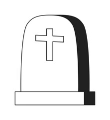 Obraz premium Rip headstone monochrome flat vector object. Graveyard cemetery. Tombstone old fashioned. Editable black and white thin line icon. Simple cartoon clip art spot illustration for web graphic design