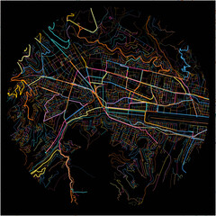 Colorful Map of Cusco with all major and minor roads.