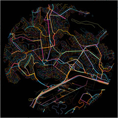 Colorful Map of Ipatinga with all major and minor roads.