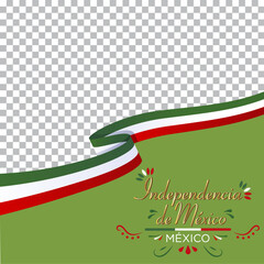 Plantilla para la Independencia de México, bandera y campana marco para foto
