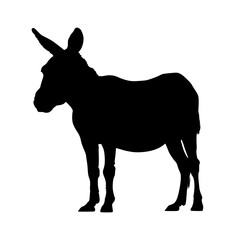 Black silhouette of a donkey isolated on white background. vector logo of a mule. black icon of a horse. vector illustration of a john.
