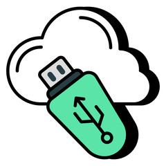 Premium download icon of cloud usb