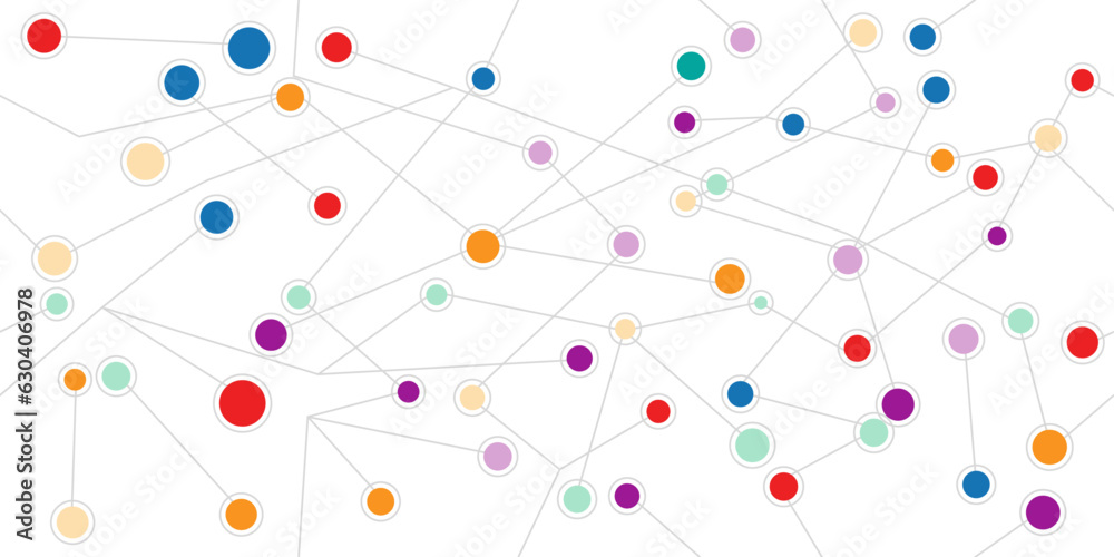 Aufkleber neuro points are multi-colored, connected with sticks by conductors. colorful circles, cyber pattern