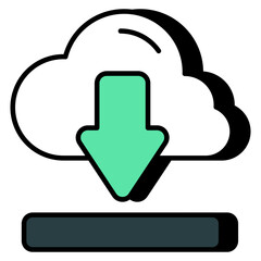Conceptual flat design icon of cloud download