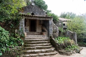 Abandoned and empty medieval Convento dos Capuchos in the Serra de Sintra National Park,Portugal.