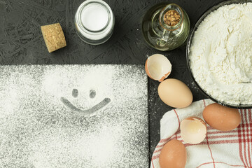 Flour is scattered on the table