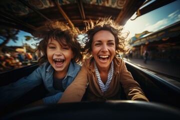 A Family Having A Fun And Adventurous Day At An Amusement Park . Planning The Perfect Amusement Park Trip, Clearing The Family Schedule, Preparing For The Day Out