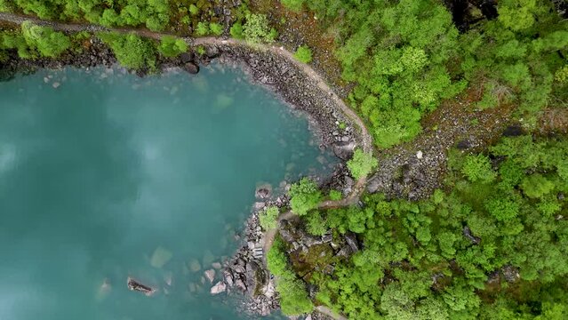 4K drone video of Bondhusvatnet Lake and Valley in Hardanger.