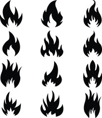 set of fire flames vector