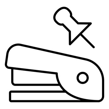black stapler and push pin outline clip art preview