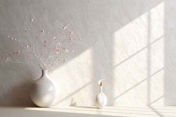 Sophisticated White Wall with Leaf Shadows