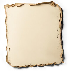 Mockup of a blank ancien parchment on alpha transparent background, AI generated illustration