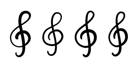 Treble clef Signs Set, Music Hand Drawn Icons