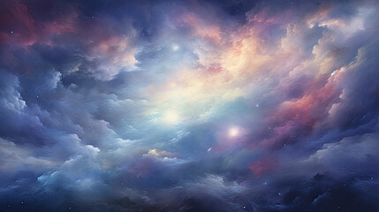 Cosmic Reverie: Ethereal Clouds, Celestial Beauty, and Magical Colors Created with Generative AI
