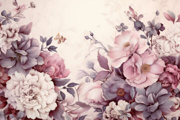 Elegant Floral Patterns: Delicate Blossoms in Soft Pastel Hues Created with Generative AI
