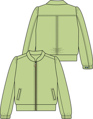 WIND BREAKER JACKET WITH MANDARIN COLLAR AND POCKETS  FRONT AND BACK FOR MEN AND WOMEN UNISEX WEAR VECTOR ILLUSTRATION