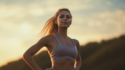 Fototapeta na wymiar Woman exercising outdoors
