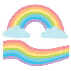 rainbow and clouds pastel colors