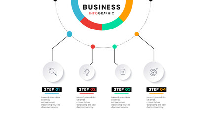 business Infographic Circle Template for Powerpoint with 4 Step or options.