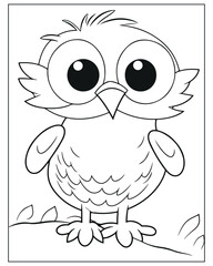 Cute Birds Coloring Pages for kids, Bird Coloring Pages, Bird Vector, Bird illustration, Black and white
