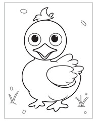 Cute Birds Coloring Pages for kids, Bird Coloring Pages, Bird Vector, Bird illustration, Black and white