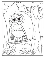 Cute Birds Coloring Pages for kids, Bird Coloring Pages, Bird Vector, Bird illustration, Black and white