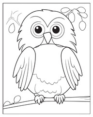 Cute Birds Coloring Pages for kids, Bird Coloring Pages, Bird Vector, Bird illustration, Black and white