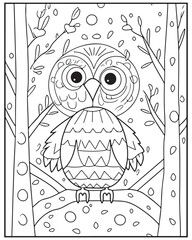 Cute Birds Coloring Pages for kids, Bird Coloring Pages, Bird Vector, Bird illustration, Black and white