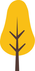 Yellow Autumn Tree Simple Illustration in Flat Style. Suitable for design of websites, postcards, books, patterns and other purposes