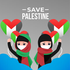 Save palestine illustration. Save palestine background web banner