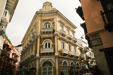 Obraz premium cartagena Colombia old walled town scenic colonia architecture building 