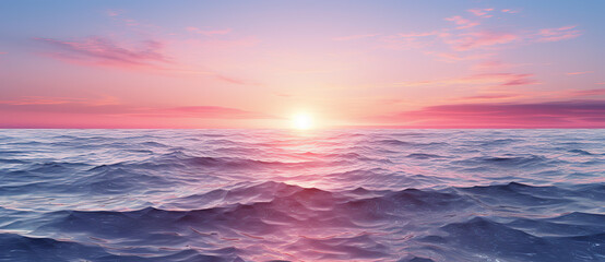 Naklejka na ściany i meble a view of the sun setting over the ocean, in the style of light gold and azure, isolated landscapes, photo-realistic landscapes, light navy and light magenta