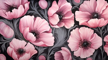 pink and red poppy flower wallpaper photo - obrazy, fototapety, plakaty