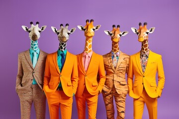 Artistic Giraffe Ensemble - Bold and Colorful..