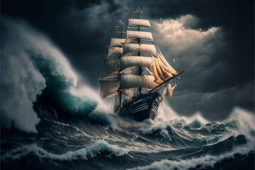 sailing in the sea - obrazy, fototapety, plakaty