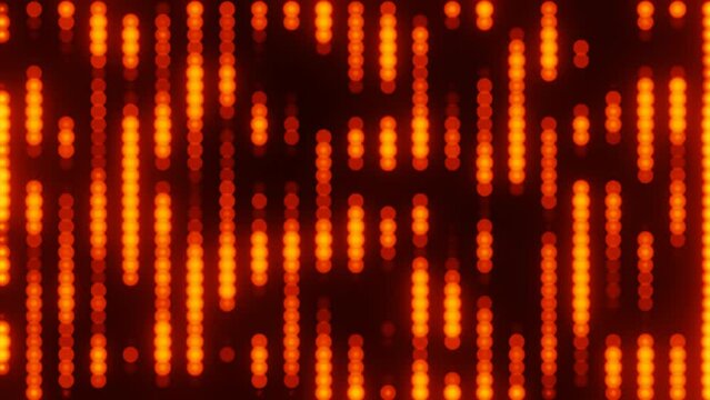 Abstract red glowing flying lines stripes from luminous dots and energy parti. 3D render. cles abstract disco background. Dynamic animated wall, movement in a cycle.