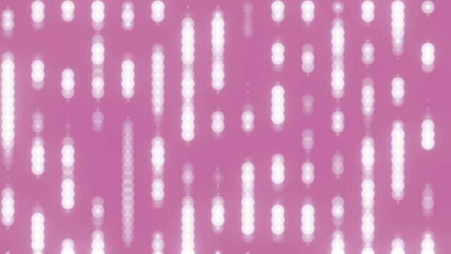 Abstract pink glowing flying lines stripes from luminous dots and energy parti. 3D render. cles abstract disco background. Dynamic animated wall, movement in a cycle.