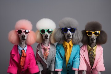 Fototapeta premium Chic Poodle Posse - Stylish and Sophisticated Canine Fashionistas