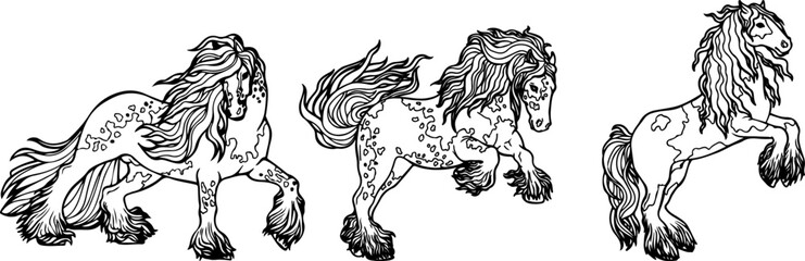 tribal lion tattoo Horse Runs Trot Coloring Book Horse Stock Vecto.