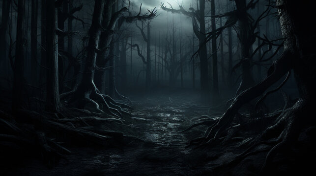 Halloween Scary scene background  dark  horror background forest