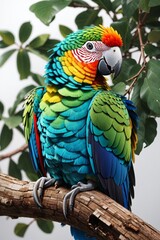 Fototapeta premium Synthetic Splendor: Tree-Top Glowing Glass Parrot by AI