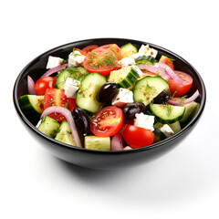 Greek salad on a white background Ai Generative