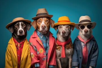 Urban Canine Fashionistas: Trendsetting Dogs in Minimalist Studio Setting