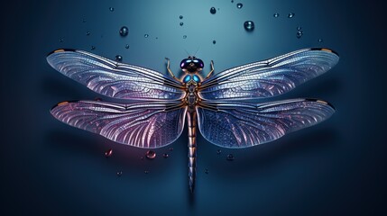 Fototapeta na wymiar a blue dragonfly sitting on top of a blue surface. generative ai