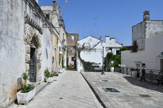The small square of Ruffano, an old village in the province of Lecce, Italy.