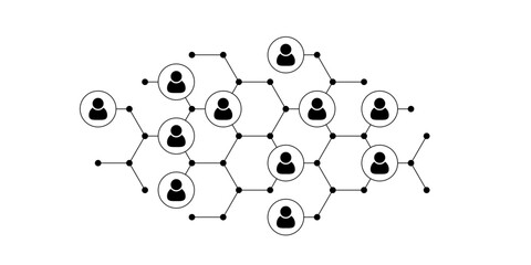Social user network, people network illustration. Dots connected lines create network